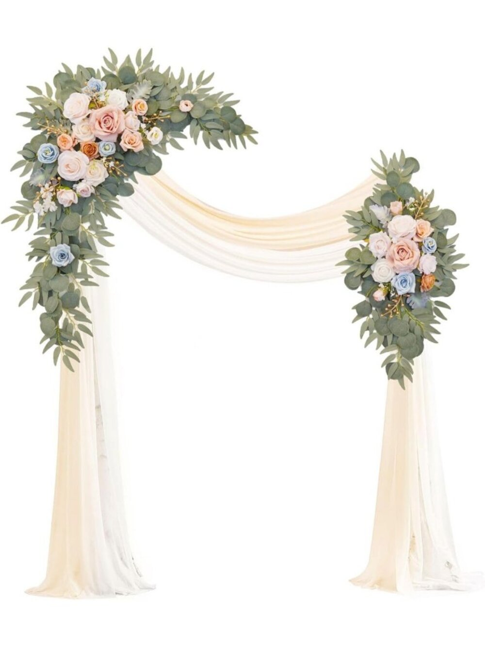 Artificial Flower Arch Kit with Drapes - Wedding Ceremony Decor, Floral Party